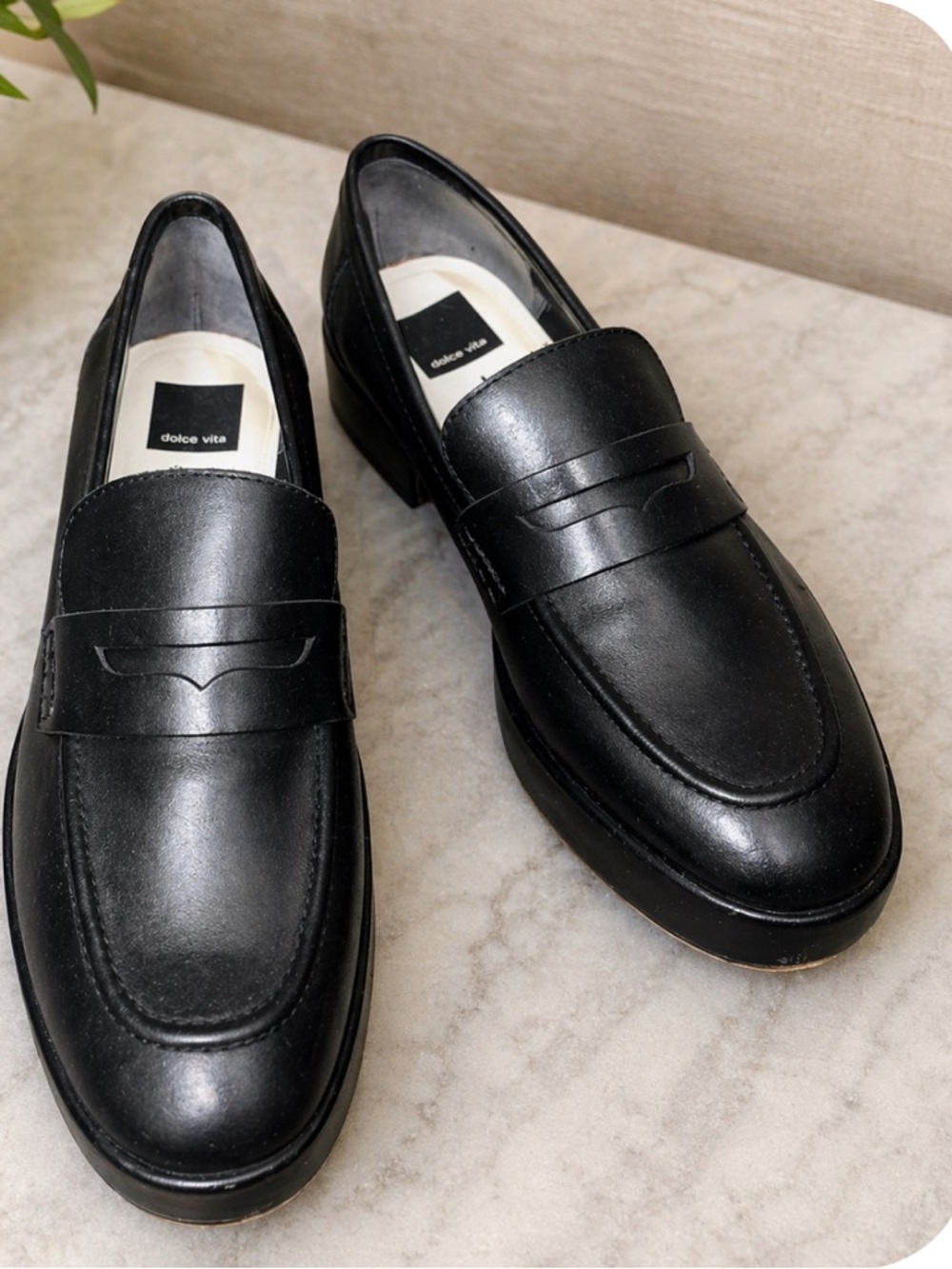 Dolce Vita Black Leather Penny Loafers
